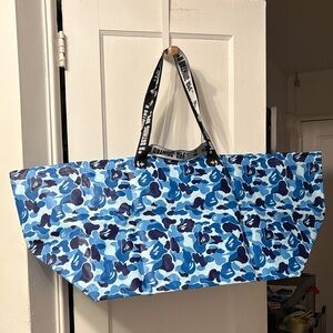 A Bathing Ape Blue Camo shoulder tote Duffel Bag come wiz a Bathing ape paperbag